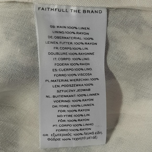 Faithful The Brand La Pineta Dress Women 12 White Black 100% Linen Short Cut Out - Picture 11 of 12